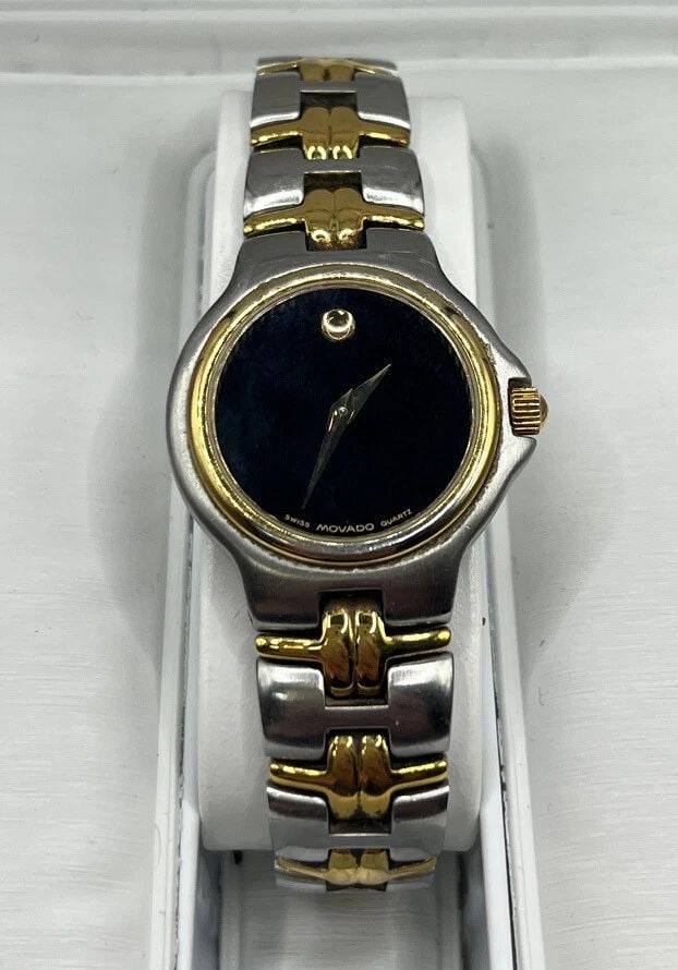MOVADO 2 TONE WOMANS MUSEUM WATCH WITH BOX: MOVADO 2 TONE WOMANS MUSEUM WATCH WITH BOX MOVADO 2 TONE WOMANS MUSEUM WATCH WITH BOX Two Tone Movado Museum WatchComes with original box 