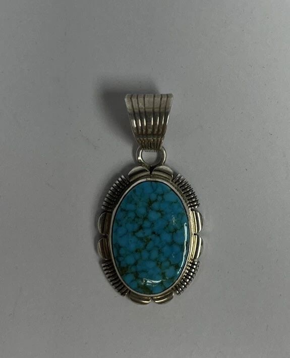 STERLING SILVER MARK VARRIE TOURQUOISE PENDANT: STERLING SILVER MARK VARRIE TOURQUOISE PENDANT STERLING SILVER MARK VARRIE TOURQUOISE PENDANT Mark Varrie Sterling Silver Turquoise Pendent Approximate weight is 9.4 g