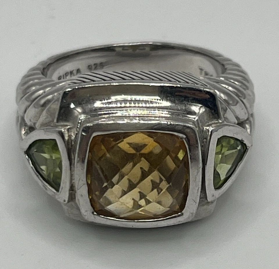 JUDITH RIPKA STERLING SILVER 925 YELLOW CITRINE & GREEN PERIDOT RING SIZE 7: JUDITH RIPKA STERLING SILVER 925 YELLOW CITRINE & GREEN PERIDOT RING SIZE 7 JUDITH RIPKA STERLING SILVER 925 YELLOW CITRINE & GREEN PERIDOT RING SIZE 7 Up for sale is a stunning Judith Ripka ring in a