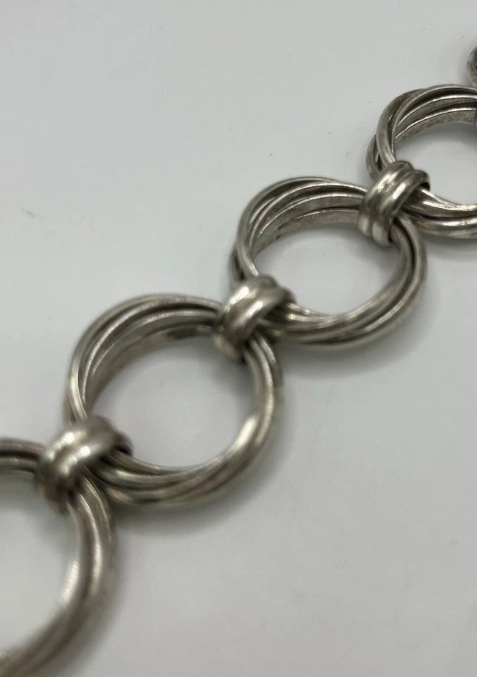 925 STERLING SILVER TWISTED LARGE CIRCLE LINK TOGGLE BRACELET (1 of 1)