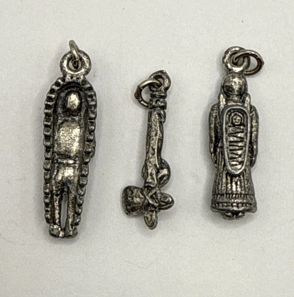 SET OF 3 STERLING SILVER & TURQUOISE NATIVE AMERICAN CHARMS (1 of 1)