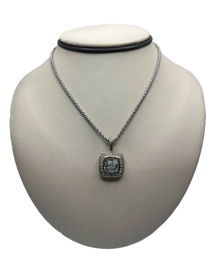DESIGNER INSPIRED STAINLESS STEEL NECKLACE WITH COLORLESS STONES (1 of 1)