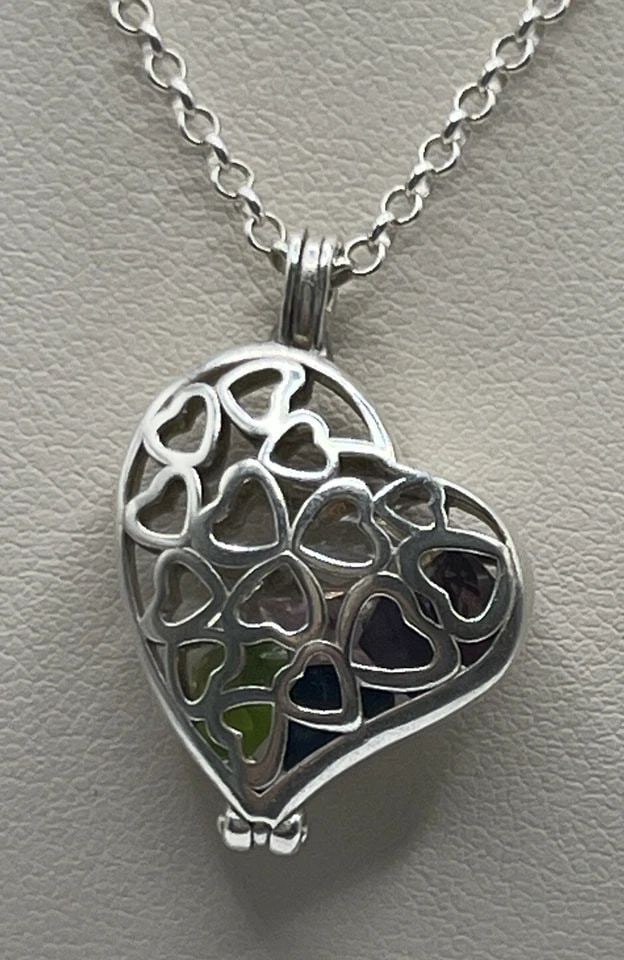 TALISA HEARTS NECKLACE STERLING SILVER WITH VARIOUS STONES: TALISA HEARTS NECKLACE STERLING SILVER WITH VARIOUS STONES TALISA HEARTS NECKLACE STERLING SILVER WITH VARIOUS STONES This beautiful necklace from Talisa Jewerly features a heart-shaped pendant with v