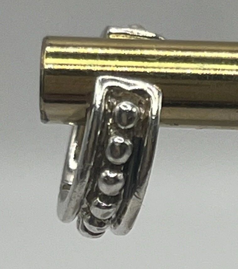 HUGGIE STERLING SILVER HOOPS WITH BALL BEADING: HUGGIE STERLING SILVER HOOPS WITH BALL BEADING HUGGIE STERLING SILVER HOOPS WITH BALL BEADING The "Sterling Silver Hoops" are a pair of huggie hoop earrings made from 925 sterling silver, indicating h