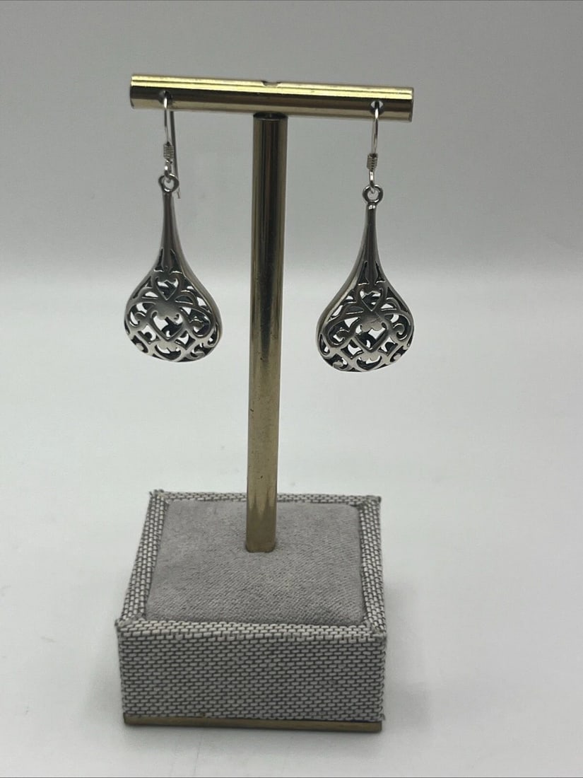 FILIGREE TEARDROP STERLING SILVER DANGLE EARRINGS (1 of 1)