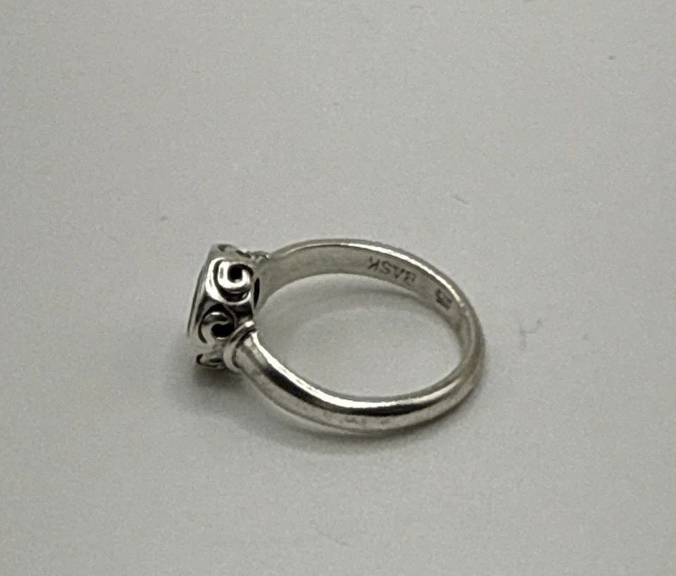 BASK STERLING SILVER & RED STONE RING SIZE 6 (1 of 1)