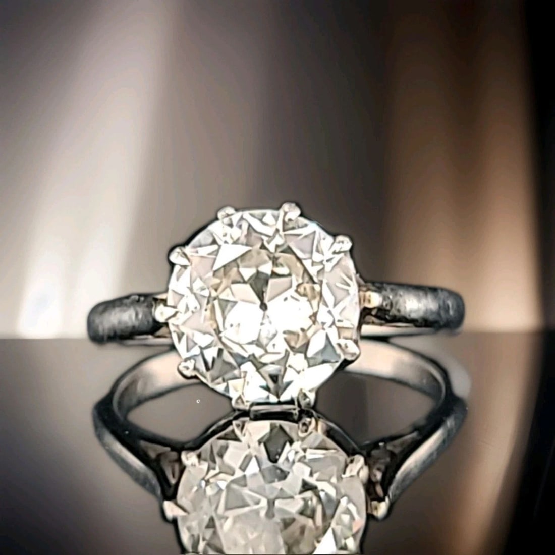 2.31ct. Vintage Platinum Engagement Ring Natural Euro Cut Diamond GIA CERT: 2.31CT. VINTAGE PLATINUM ENGAGEMENT RING NATURAL EURO CUT DIAMOND CIRC 1930'S Gorgeous Vintage platinum Engagement ring circ 1930's center natural euro cut round Diamond weight 2.31ct.SIZE 8.9mmx9mm L
