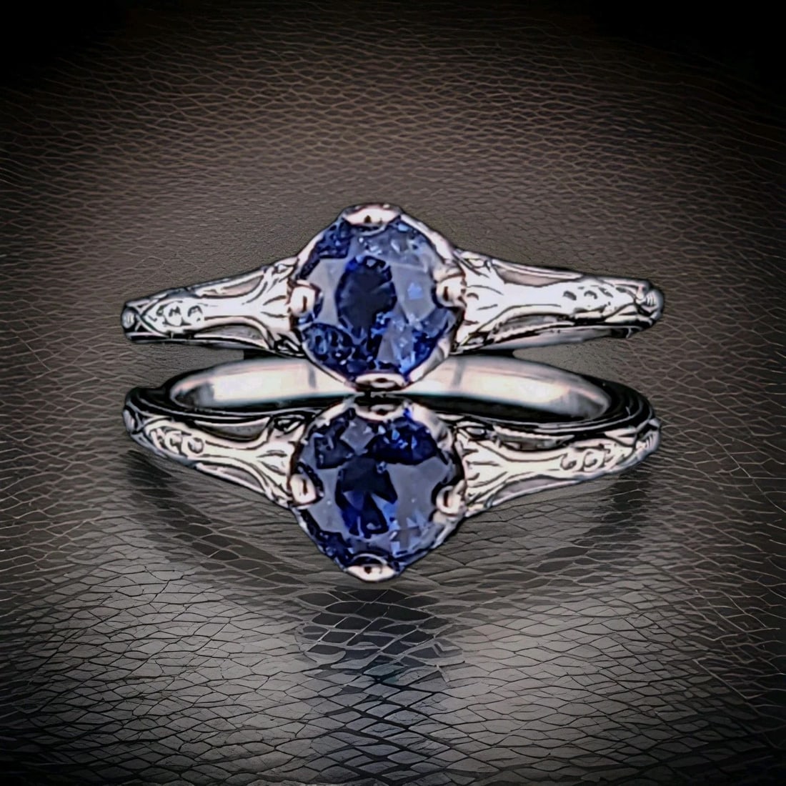 14k White Gold Vintage Engagement Ring 1.26ct.Natural Blue Kashmire Sapphire GIA: 14K WHITE GOLD VINTAGE ENGAGEMENT RING 1.26CT.NATURAL BLUE KASHMIRE SAPPHIRE GIA This beautiful vintage engagement ring is crafted in 14K white gold and features an intricate hand-worked filigree desi