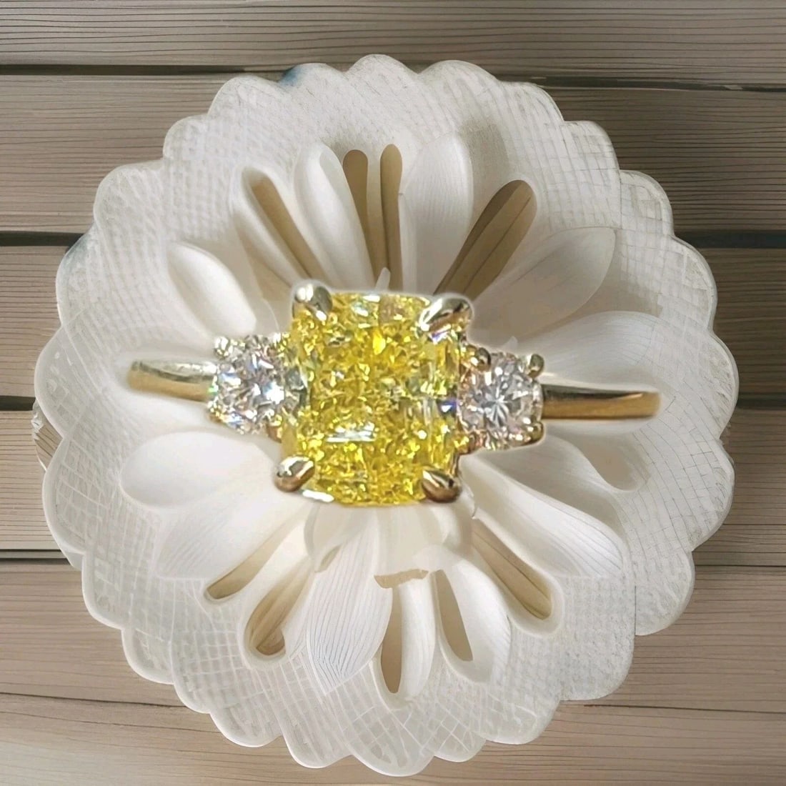 14k Yellow Gold Ring 1.81CT.Natural Fancy Vivid Yellow Diamond Cushion GIA CERT: 14K YELLOW GOLD RING 1.81CT.NATURAL FANCY VIVID YELLOW DIAMOND CUSHION GIA CERT Vintage 14k yellow gold cushion shape diamond engagement Ring. Center natural fancy vivid yellow diamond cushion shape d