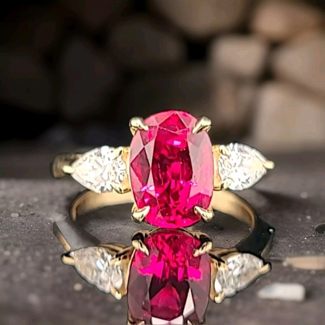 Stunning 14k Yellow Gold Engagement Ring 2.98ct.Natural Ruby Oval Cut GIA Cert: STUNNING 14K YELLOW GOLD ENGAGEMENT RING 2.98CT.NATURAL RUBY OVAL CUT GIA CERT This stunning 14k yellow gold ring features a beautiful oval-cut natural ruby, weighing in at an impressive 2.98 carats. 