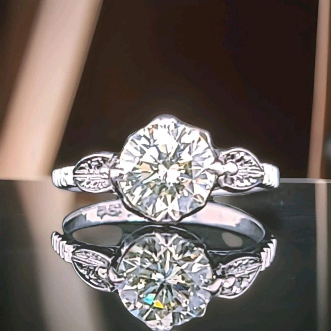 Platinum Vintage Engagement Ring 1.63ct. Natural Round Diamond Circa 1930's: 2.25CT. PALLADIUM VINTAGE ENGAGEMENT RING NATURAL EURO CUT ROUND DIAMOND GIA Gorgeous art deco filigree Platinum & palladium Engagement ring circ 1900s center natural old euro cut round Diamond weight