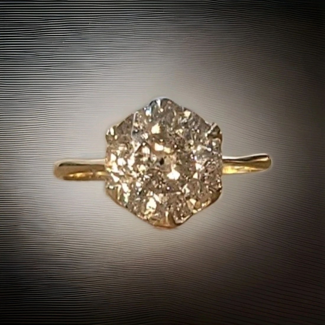 14k Yellow Gold Vintage Engagement Ring 3.01ct. Natural Round Champagne Diamond (1 of 2)