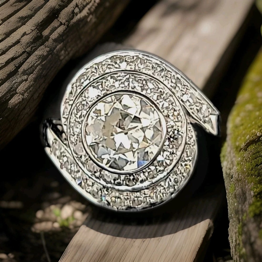 1.87ct. Platinum Vintage Lab Grown Old Euro Cut Diamond Engagement Ring 1930's: 1.87CT. PLATINUM VINTAGE LAB GROWN OLD EURO CUT DIAMOND ENGAGEMENT RING 1930'S This stunning vintage ring from the 1930s features a lab-grown old Euro-cut round diamond weighing approximately 1.87ct (