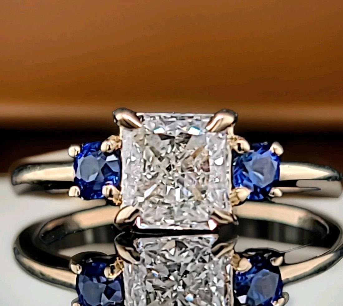 Vintage 14K Yellow Gold Engagement ring 1.41ct.Natural Radiant Cut Diamond (1 of 2)