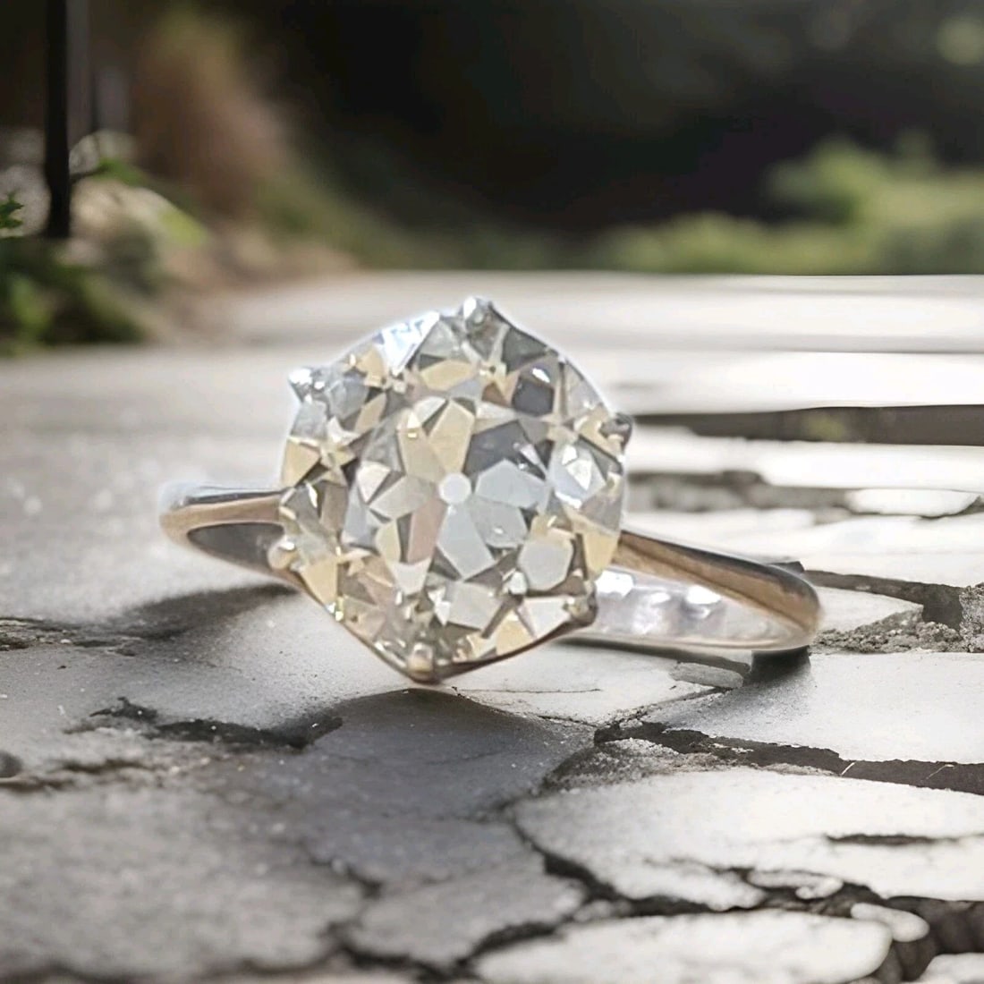 Platinum Vintage Engagement Ring 2.35ct. Lab Grown Round Old Euro Cut Diamond: PLATINUM VINTAGE ENGAGEMENT RING 2.35CT. LAB GROWN ROUND OLD EURO CUT DIAMOND This stunning engagement ring from the Art Deco era is truly a one-of-a-kind piece. The ring features a 2.35ct lab-grown o