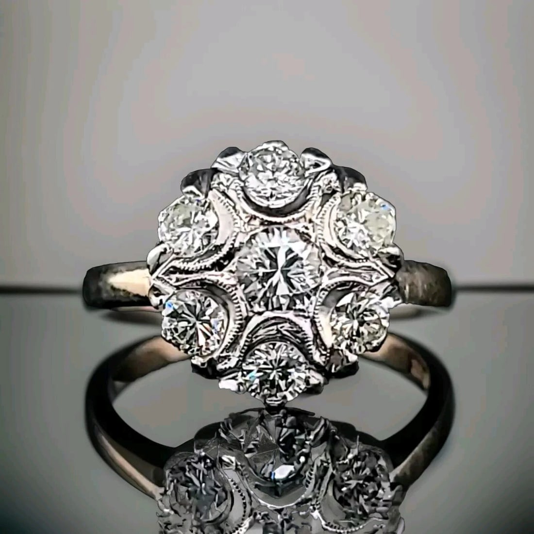 Vintage 14k Gold Engagement Ring 2.65ct. Natural Round Diamonds circ 1930's: VINTAGE 14K GOLD ENGAGEMENT RING 2.65CT. NATURAL ROUND DIAMONDS CIRC 1930'S This vintage engagement ring from the 1930s is a true treasure. The 2.65ct natural round diamonds are set in multi-tone 14k 