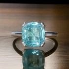 Vintage 14k White Gold Engagement Ring 5.50ct.Blue Neon Tourmaline Cushion: VINTAGE 14K WHITE GOLD ENGAGEMENT RING 5.50CT.BLUE NEON TOURMALINE CUSHION This gorgeous vintage 14K white gold engagement ring features a stunning natural blue tourmaline in an elegant cushion shape,