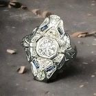 Vintage Art Deco 18K White Gold Ring 1.05CT. Natural Round Diamond: VINTAGE ART DECO 18K WHITE GOLD RING 1.05CT. NATURAL ROUND DIAMOND GORGEOUS 18K WHITE GOLD Vintage art deco ring natural round diamond ring center Natural round diamond weight 0.65ct. size 5.5mm SI2-H
