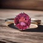 Vintage Platinum Engagement Ring 2.84CT. Natural Round Pink Tourmaline: VINTAGE PLATINUM ENGAGEMENT RING 2.84CT. NATURAL ROUND PINK TOURMALINE GORGEOUS VINTAGE Platinum engagement ring with natural pink tourmaline in a round shape, weight 2.84ct. size 8.8mm very nice rich