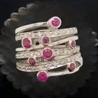14K White Gold Vintage Natural Diamond Ruby Statement Ring 1.10ct: 14K WHITE GOLD VINTAGE NATURAL DIAMOND RUBY RING 1.10CT Gorgeous Vintage natural Diamond 14k white gold ring Set natural diamond weight 0.55ct SI1-H bright white stone, very lively, sparkly, brilliant
