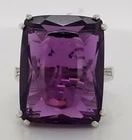 14k white gold natural amethyst ring 24.65ct Emerald cut: 14K WHITE GOLD NATURAL AMETHYST RING 24.65CT EMERALD CUT GORGEOUS 14k WHITE GOLD natural amethyst ring center natural amethyst in emerald shape weight 24.65ct size 21.4x16 stone very lively ,very nice