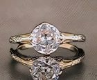 14k Yellow Gold Vintage Engagement Ring 1.45ct.Lab-Grown Old Euro Diamond: 14K YELLOW GOLD VINTAGE ENGAGEMENT RING 1.45CT.LAB-GROWN OLD EURO DIAMOND This stunning vintage Art Deco filigree engagement ring is crafted in solid 14K yellow gold and features a lab-grown Old Europ