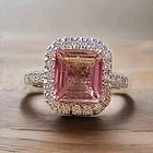14K White Gold Engagement Ring 3.85CT. Natural Pink Tourmaline Square Shape: 14K WHITE GOLD ENGAGEMENT RING 3.85CT. NATURAL PINK TOURMALINE SQUARE SHAPE Gorgeous 14K white gold emerald engagement ring. Center Natural pink tourmaline square shape. weight 3.85ct. size 8.7x8.5mm 