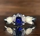 Vintage 14k White Gold Engagement ring1.99ct.Natural blue Oval Sapphire GIA Cert: VINTAGE 14K WHITE GOLD ENGAGEMENT RING 1.99CT. NATURAL BLUE SAPPHIRE GIA CERT This exquisite 14k white gold engagement ring features a stunning 1.99ct natural blue sapphire, certified by GIA. The oval