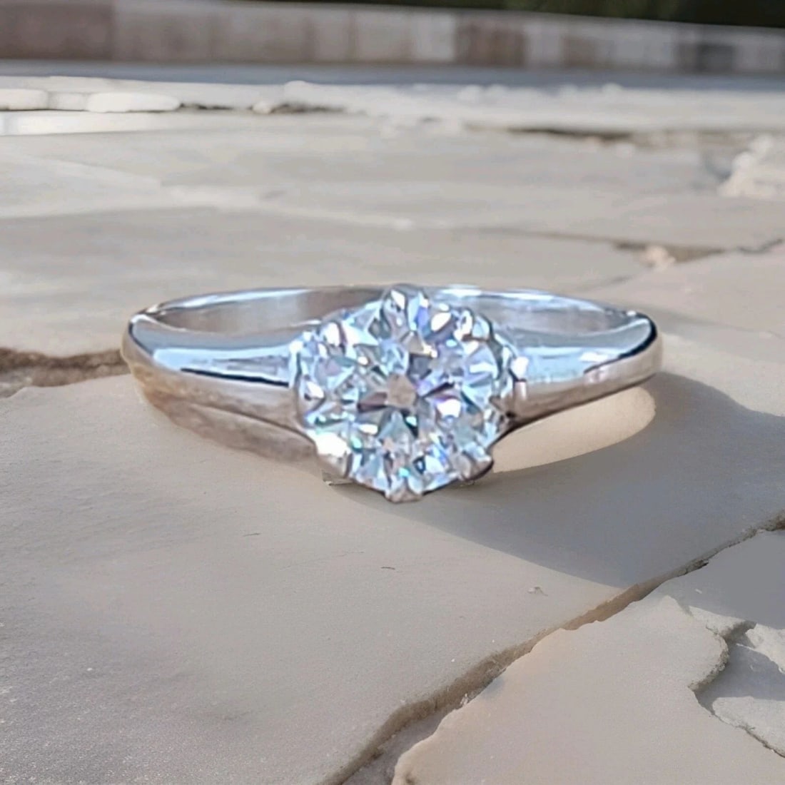 Platinum Vintage Engagement Ring 1.05ct. Lab Grown Euro-Cut Diamond: PLATINUM VINTAGE ENGAGEMENT RING 1.05CT. LAB GROWN EURO-CUT DIAMOND This vintage engagement ring is crafted in platinum and features a 1.05-carat lab-grown Euro-cut diamond. The ring is perfect for va