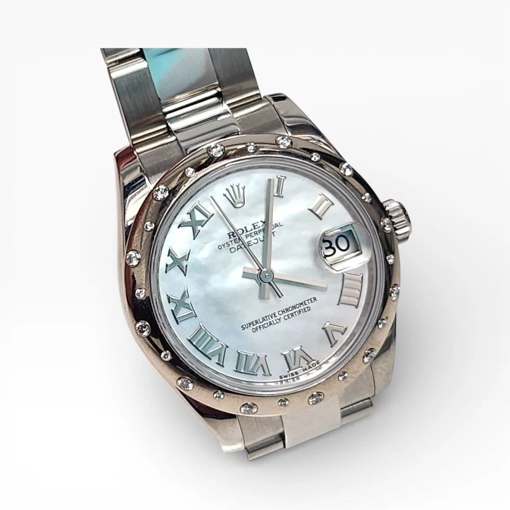 W/Papers 2011 Rolex Midsize Datejust 31 mm MOP Roman Diamond Oyster Watch 178344: W/PAPERS 2011 ROLEX MIDSIZE DATEJUST 31 MM MOP ROMAN DIAMOND OYSTER WATCH 178344