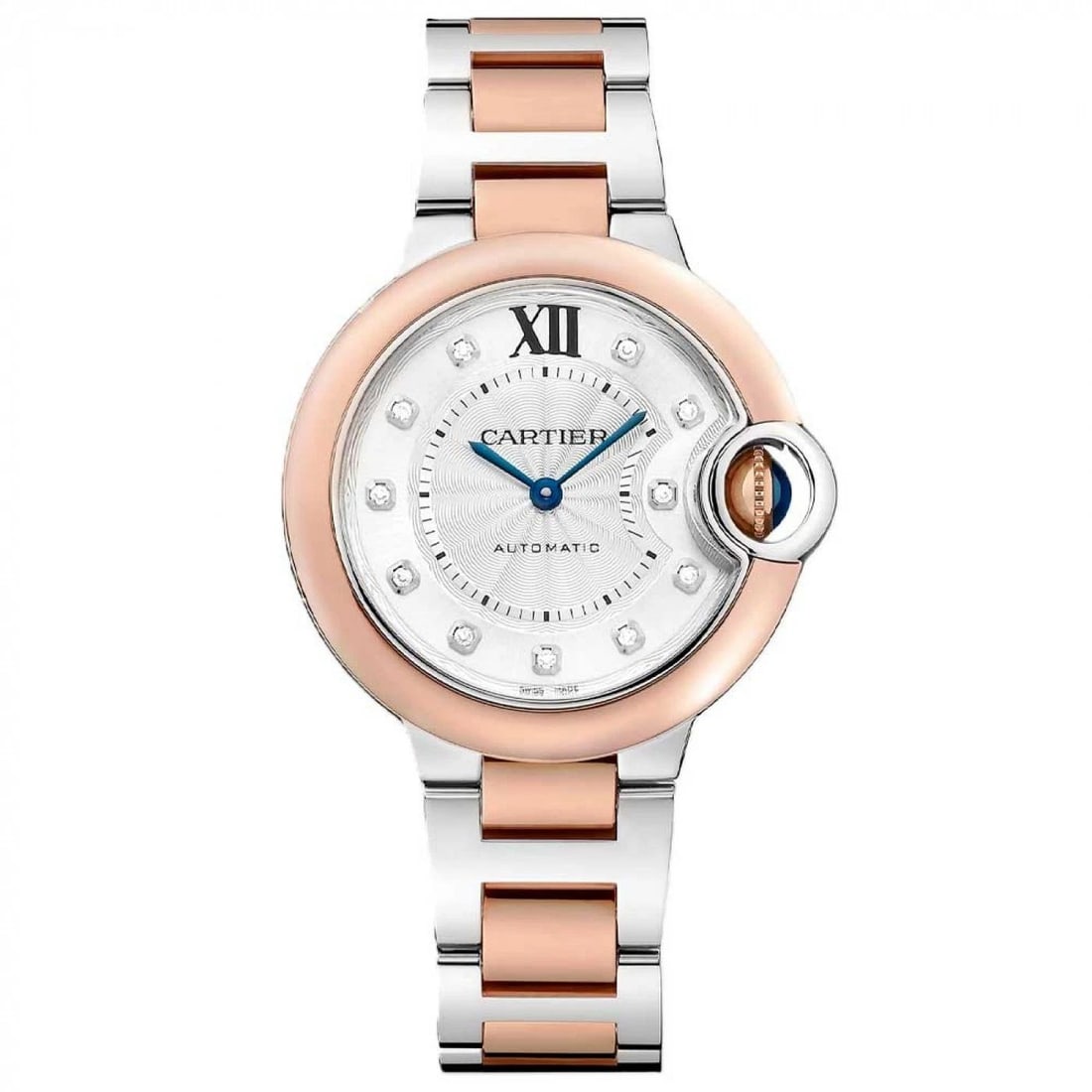 New Cartier Ballon Bleu SS & 18KRG Automatic 33 mm Silver Watch W3BB0021: NEW CARTIER BALLON BLEU SS & 18KRG AUTOMATIC 33 MM SILVER WATCH W3BB0021