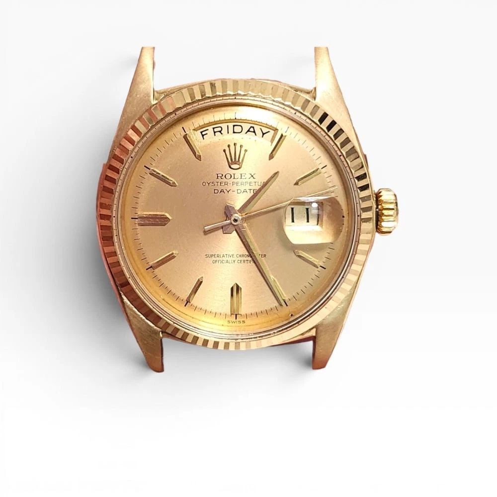 Rolex Day-Date President 36mm 18K Yellow Gold Tropical Dial Watch 1803 Year 1963: ROLEX DAY-DATE PRESIDENT 36MM 18K YELLOW GOLD TROPICAL DIAL WATCH 1803 YEAR 1963