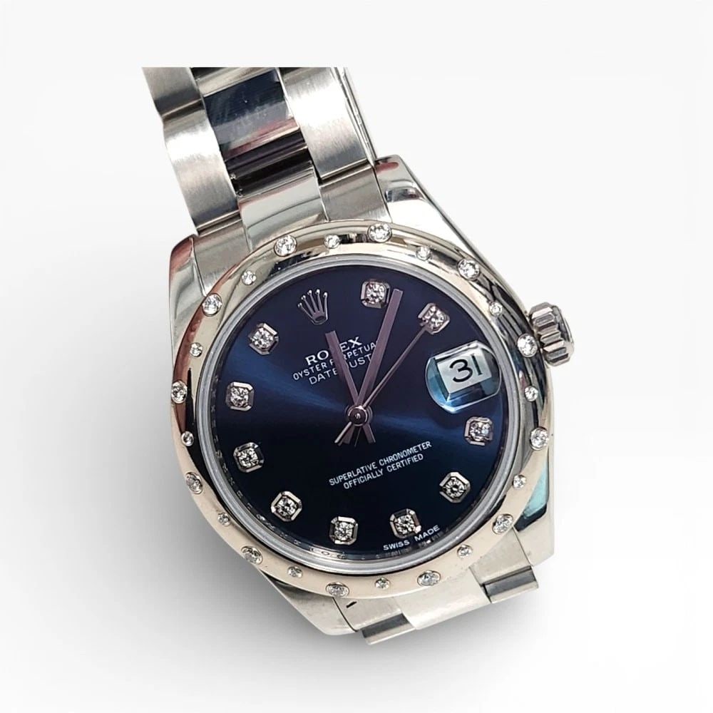 Rolex Midsize Datejust 31 mm Blue Diamond Dial Steel Oyster Watch 178344: ROLEX MIDSIZE DATEJUST 31 MM BLUE DIAMOND DIAL STEEL OYSTER WATCH 178344