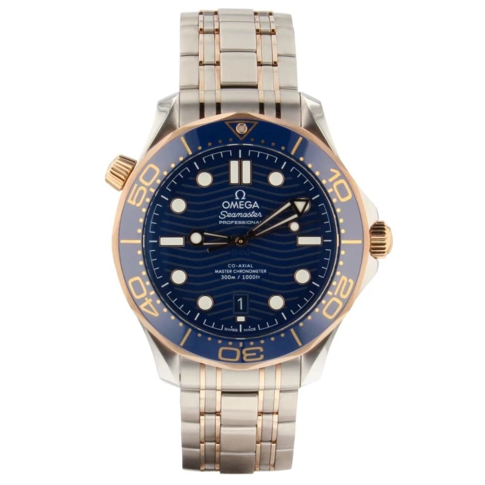 Omega Seamaster Diver 42 mm Automatic Two Tone Blue Watch 210.20.42.20.03.002: OMEGA SEAMASTER DIVER 42 MM AUTOMATIC TWO TONE BLUE WATCH 210.20.42.20.03.002