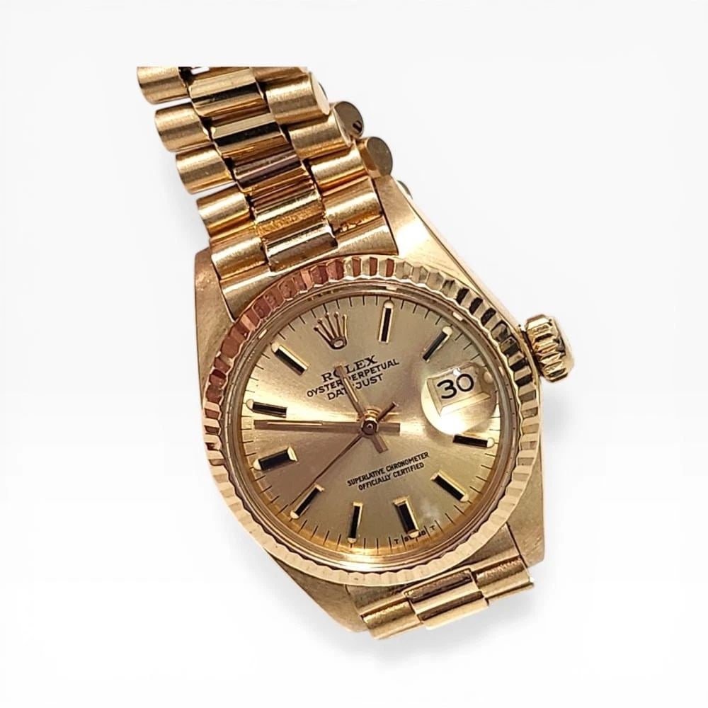 W/Box Rolex Ladies Datejust 26mm 18K Yellow Gold President Watch 6917 Circa 1981: W/BOX ROLEX LADIES DATEJUST 26MM 18K YELLOW GOLD PRESIDENT WATCH 6917 CIRCA 1981