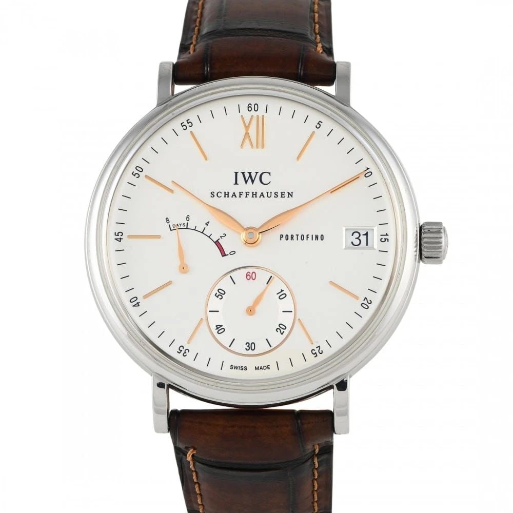 NEW IWC Portofino Hand Wound Eight Days Silver Dial Steel 45mm IW510103: NEW IWC PORTOFINO HAND WOUND EIGHT DAYS SILVER DIAL STEEL 45MM IW510103