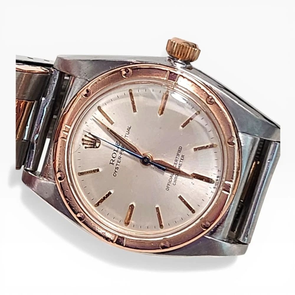 Vintage Rolex Oyster Perpetual 31 mm Steel 18K Rose Gold Automatic Watch 3372: VINTAGE ROLEX OYSTER PERPETUAL 31 MM STEEL 18K ROSE GOLD AUTOMATIC WATCH 3372
