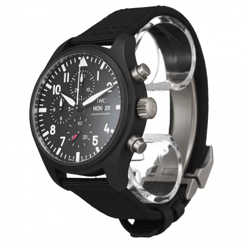 New IWC Pilots Top Gun Chronograph Ceramic Automatic 44.5mm Watch IW389101: NEW IWC PILOTS TOP GUN CHRONOGRAPH CERAMIC AUTOMATIC 44.5MM WATCH IW389101