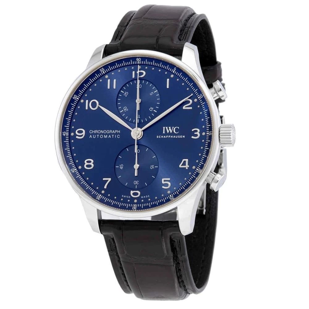 IWC Portuguese Steel 41 mm Chronograph Blue Dial Automatic Watch IW371606: IWC PORTUGUESE STEEL 41 MM CHRONOGRAPH BLUE DIAL AUTOMATIC WATCH IW371606