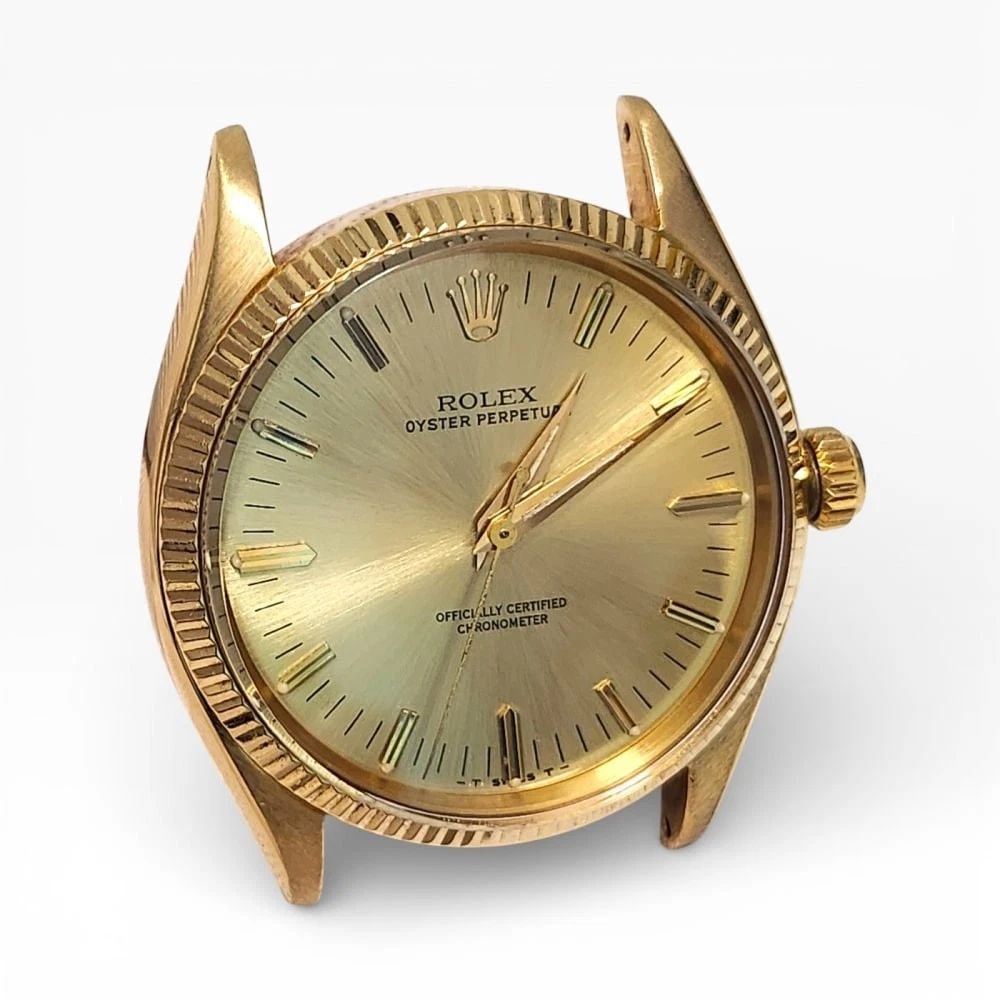 Vintage Rolex Oyster Perpetual 34 mm 18K Yellow Gold Automatic Watch 6567 1959: VINTAGE ROLEX OYSTER PERPETUAL 34 MM 18K YELLOW GOLD AUTOMATIC WATCH 6567 1959