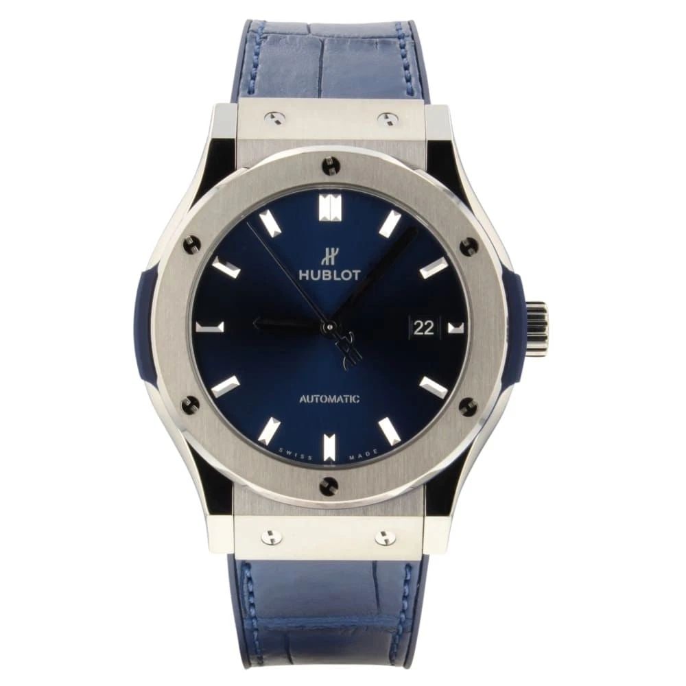 Hublot Classic Fusion Titanium Automatic 42mm Blue Leather Watch 542.NX.7170.LR (1 of 2)