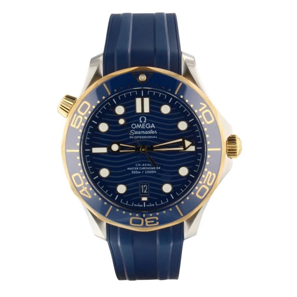 Omega Seamaster Diver 300M Two Tone 42 mm Blue Watch 210.22.42.20.03.001: OMEGA SEAMASTER DIVER 300M TWO TONE 42 MM BLUE WATCH 210.22.42.20.03.001