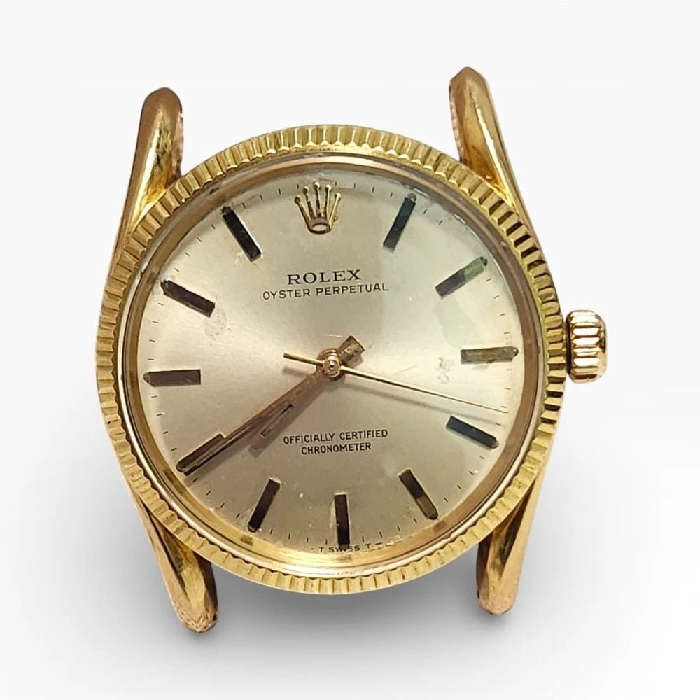 Vintage Rolex Oyster Perpetual 34 mm 18K Yellow Gold Head Only Watch 6590: VINTAGE ROLEX OYSTER PERPETUAL 34 MM 18K YELLOW GOLD HEAD ONLY WATCH 6590