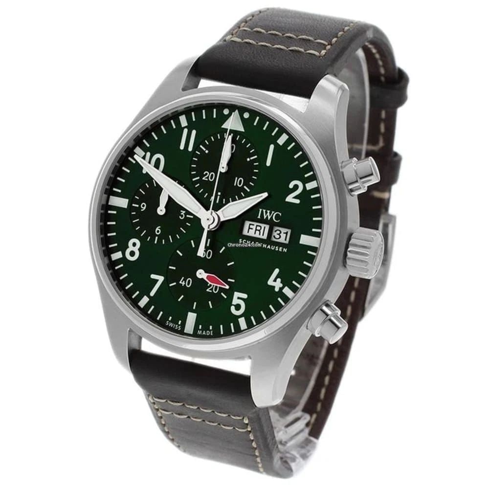 IWC Pilots Steel 41 mm Green Automatic Chronograph Watch IW388103 Full Set: IWC PILOTS STEEL 41 MM GREEN AUTOMATIC CHRONOGRAPH WATCH IW388103 FULL SET
