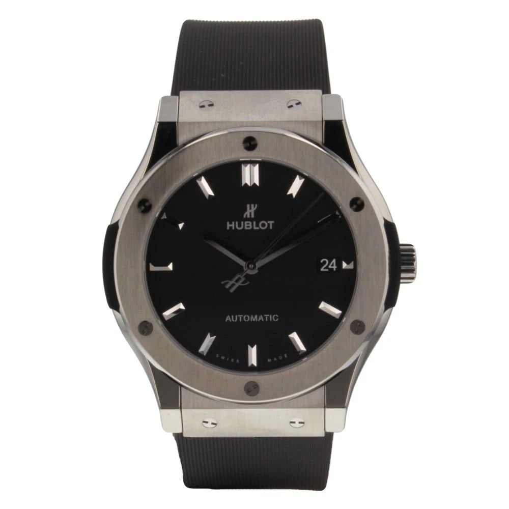 Hublot Classic Fusion Titanium Automatic 45 mm Rubber Black Watch 511.NX.1171.RX: HUBLOT CLASSIC FUSION TITANIUM AUTOMATIC 45 MM RUBBER BLACK WATCH 511.NX.1171.RX