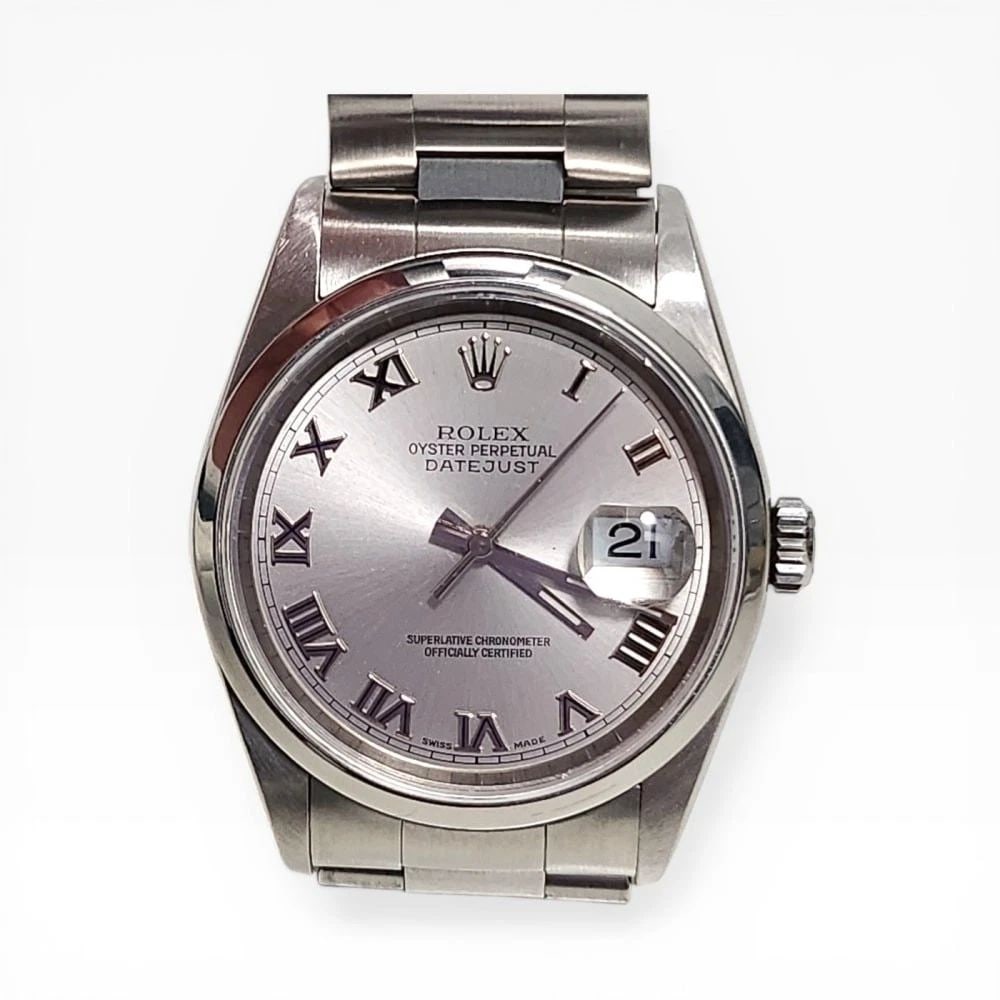 Rolex Datejust 36 mm Steel Oyster Silver Roman Dial Watch 16200 A Series 1999: ROLEX DATEJUST 36 MM STEEL OYSTER SILVER ROMAN DIAL WATCH 16200 A SERIES 1999