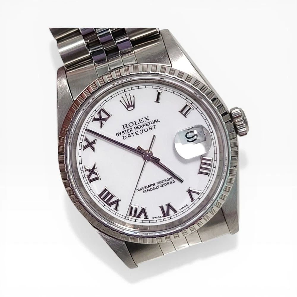 Rolex Datejust 36mm Steel Jubilee White Roman Automatic Watch 16220 U Serie 1997: ROLEX DATEJUST 36MM STEEL JUBILEE WHITE ROMAN AUTOMATIC WATCH 16220 U SERIE 1997