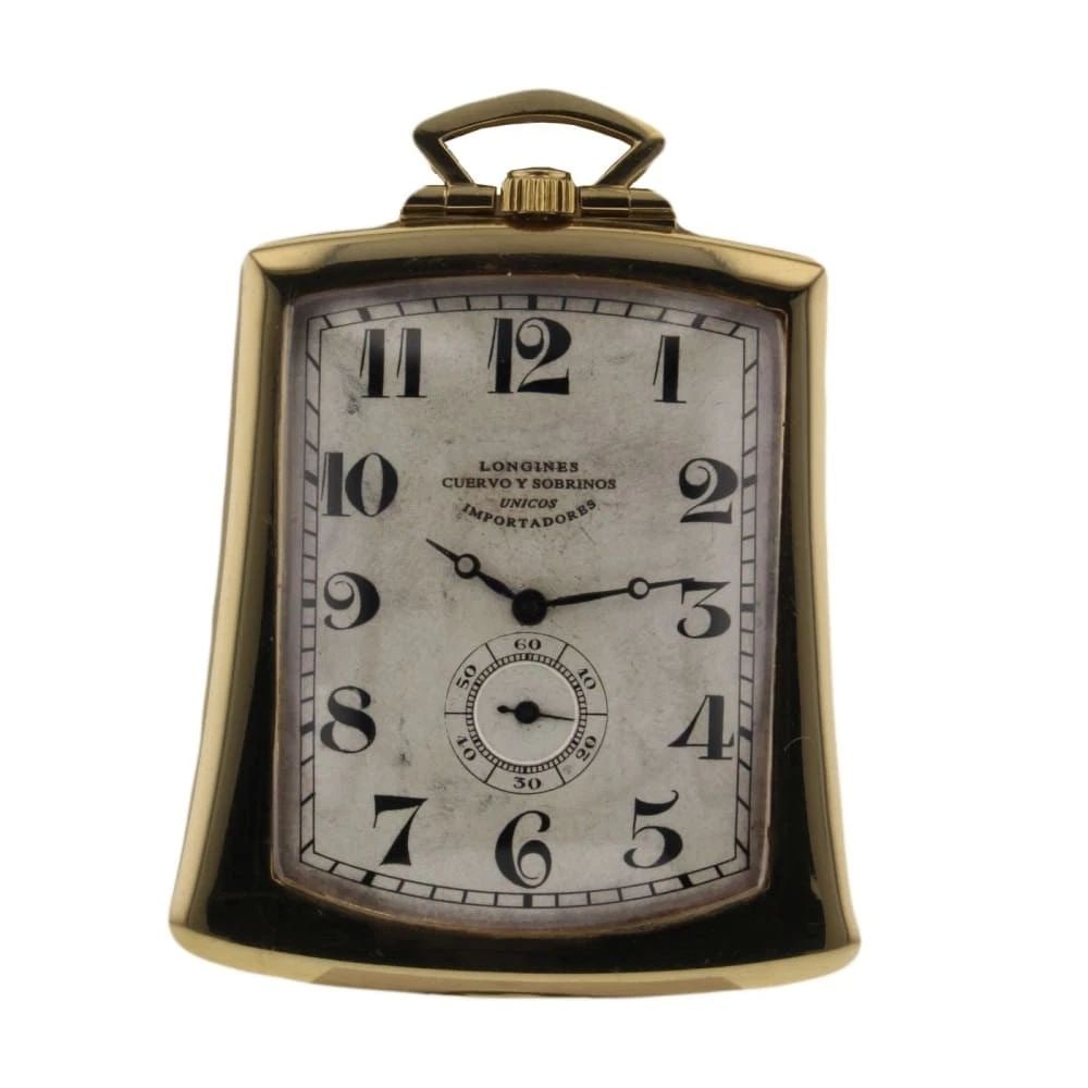 Longines Vintage Pocket Watch Cuervo y Sobrinos 18K Yellow Gold Manual Watch: LONGINES VINTAGE POCKET WATCH CUERVO Y SOBRINOS 18K YELLOW GOLD MANUAL WATCH