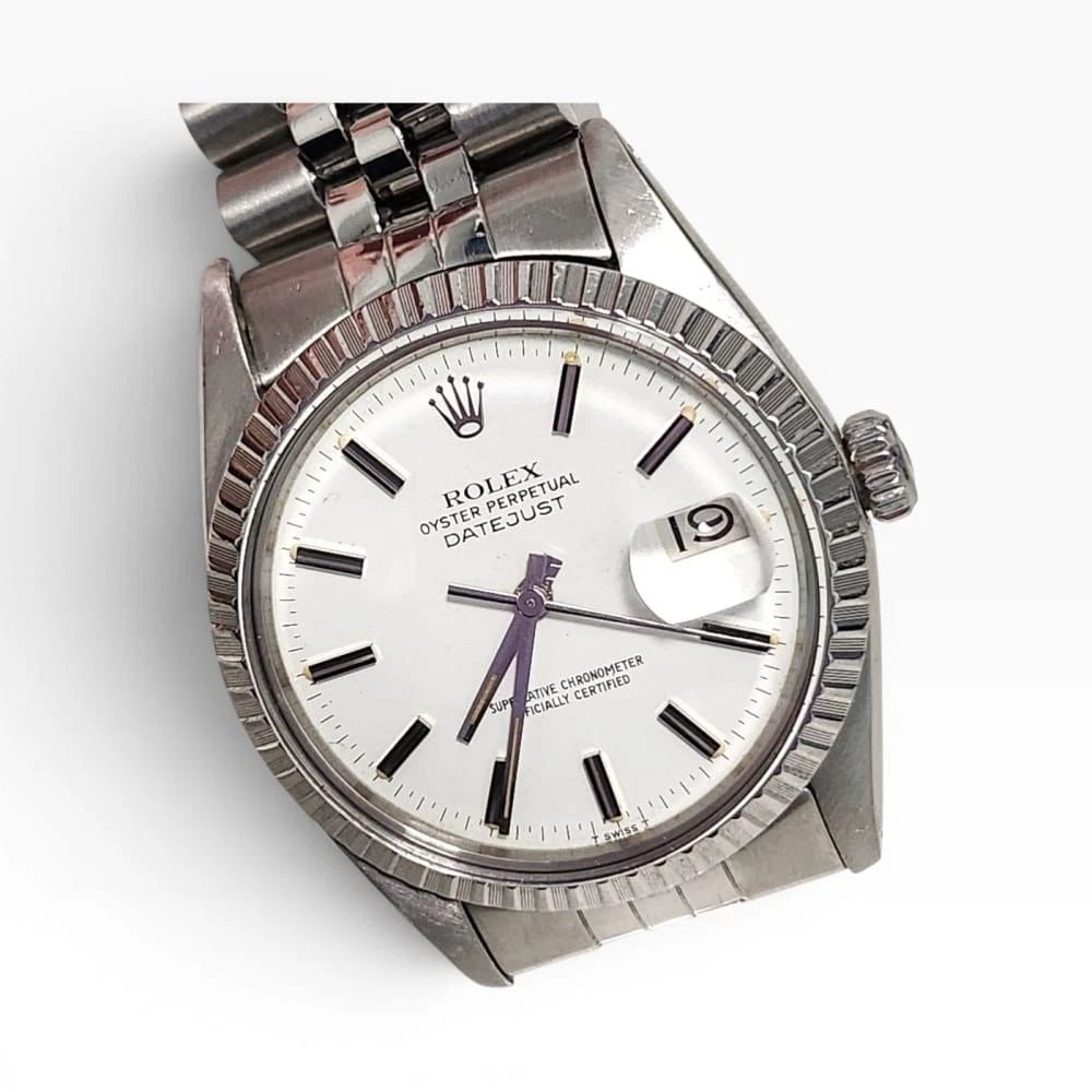 Rolex Datejust 36 mm Steel Jubilee White Dial Automatic Watch 16030 Circa 1979: ROLEX DATEJUST 36 MM STEEL JUBILEE WHITE DIAL AUTOMATIC WATCH 16030 CIRCA 1979