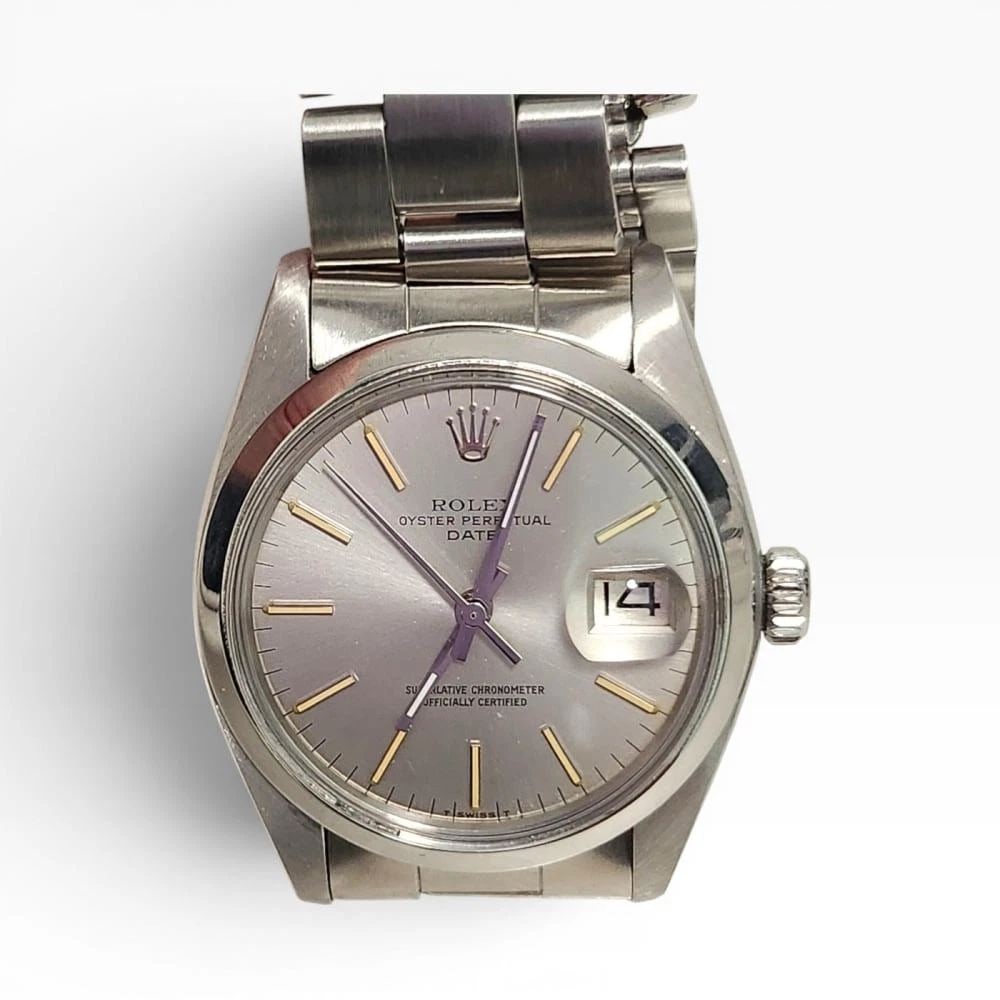 Rolex Date 34 mm Steel Silver Dial Oyster Automatic Watch 1500 Circa 1979: ROLEX DATE 34 MM STEEL SILVER DIAL OYSTER AUTOMATIC WATCH 1500 CIRCA 1979